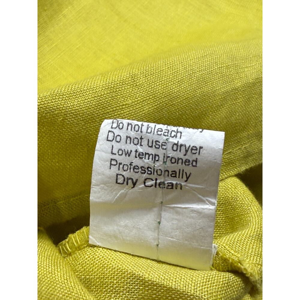 Terzo Millennio Italian Linen Top Green Yellow Tunic Size Large - Picture 6 of 9